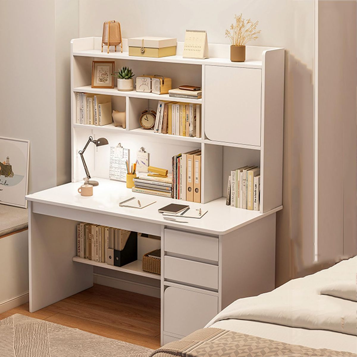 STARHOME - Escritorio Moderno con Biblioteca NovaDesk Blanco