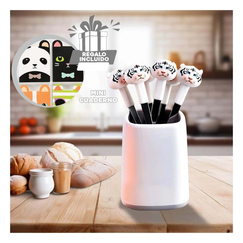 GENERICO - Pack12 Tenedor Infantil Tigre Blanco Y+Regalo Agendita