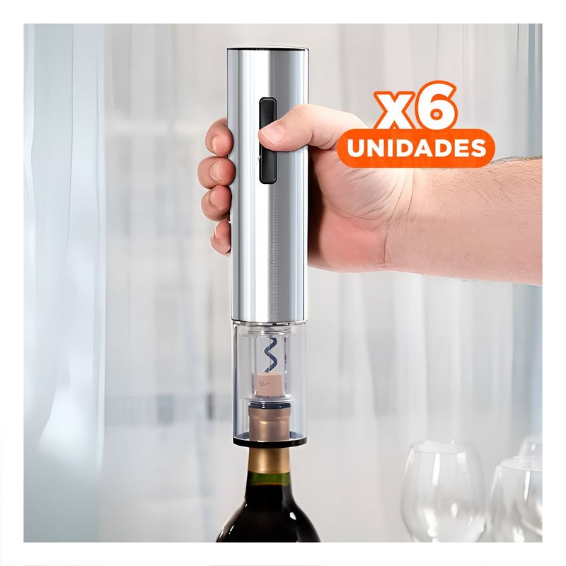 GENERICO - Pack6 Sacacorcho Electrico Plateado Y+Regalo Stickers