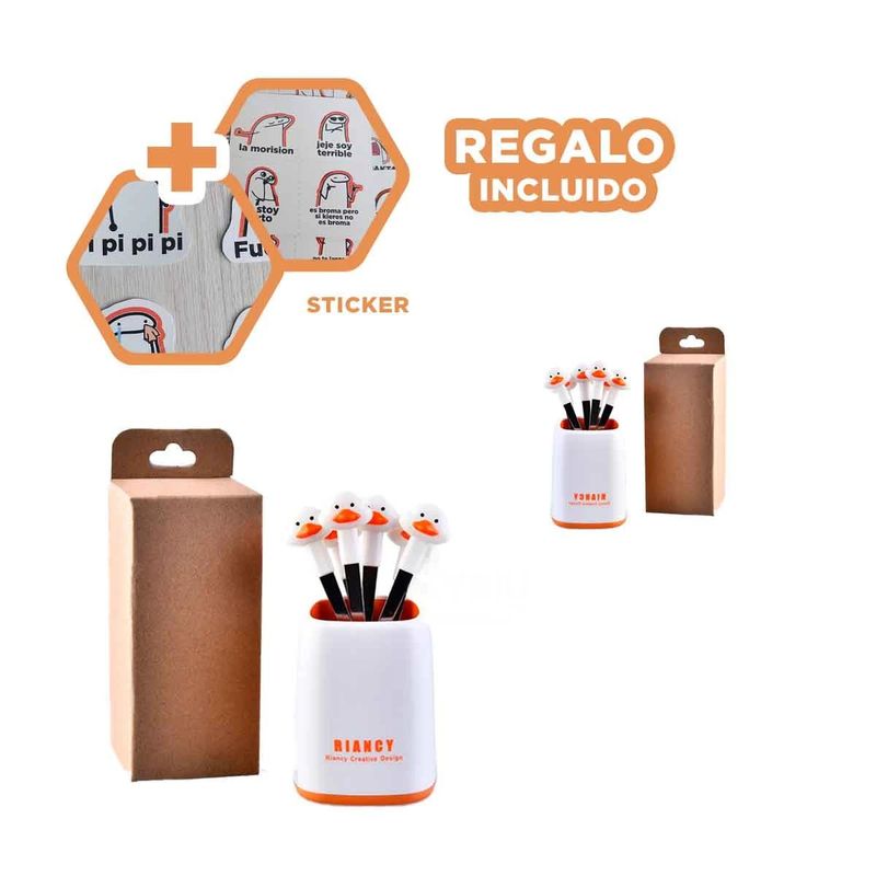 GENERICO - Mini Tenedor Inoxidable Pato Blanco Y+Regalo Stickers