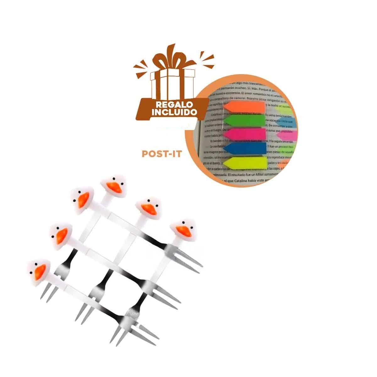 GENERICO - Tenedor Chico Infantil Pato Blanco Y+Post-it Adhesivos