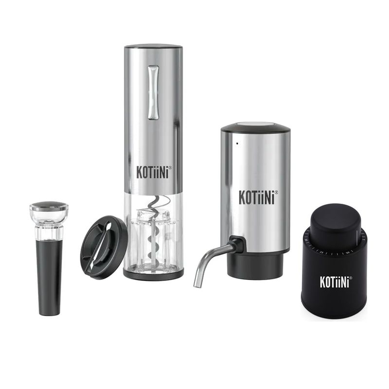 KOTIINI - Set Sacacorcho y Aireador eléctrico recarga USB + Tapón Preservador
