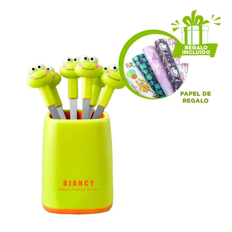 GENERICO - Tenedor para Alimentos en Verde Limon Y+Papel de Regalo