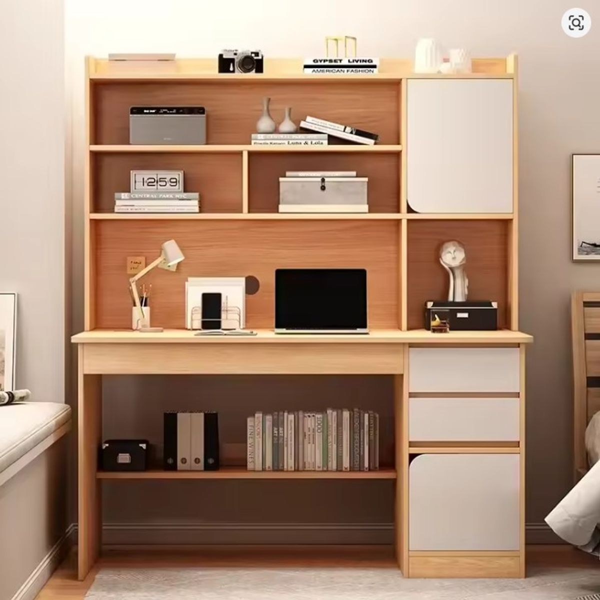 STARHOME - Escritorio Moderno con Biblioteca EdgeLine Duna y Blanco