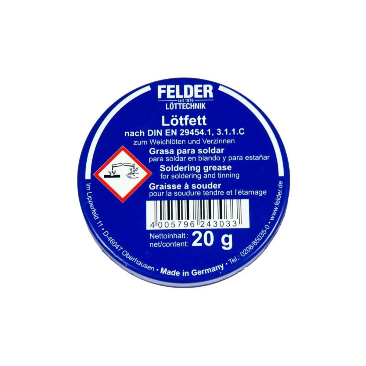 GENERICO - Pasta Para Soldar Lotfett Felder 20 Gr