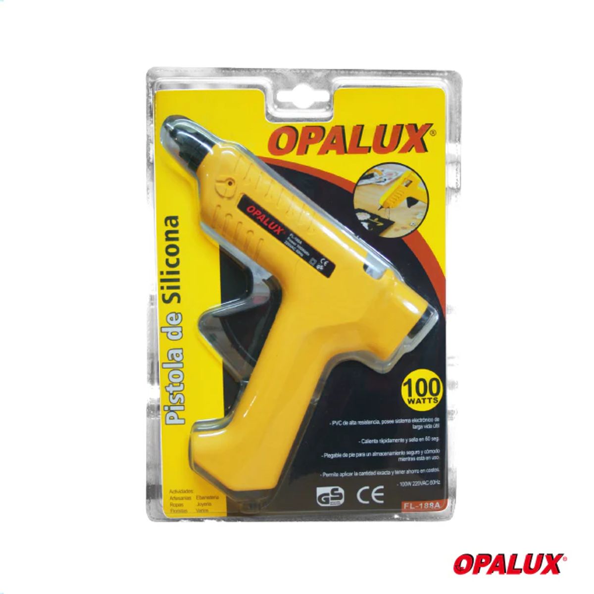 OPALUX - PISTOLA PARA SILICONA 100W 220VAC 60HZ OPALUX FL-188A