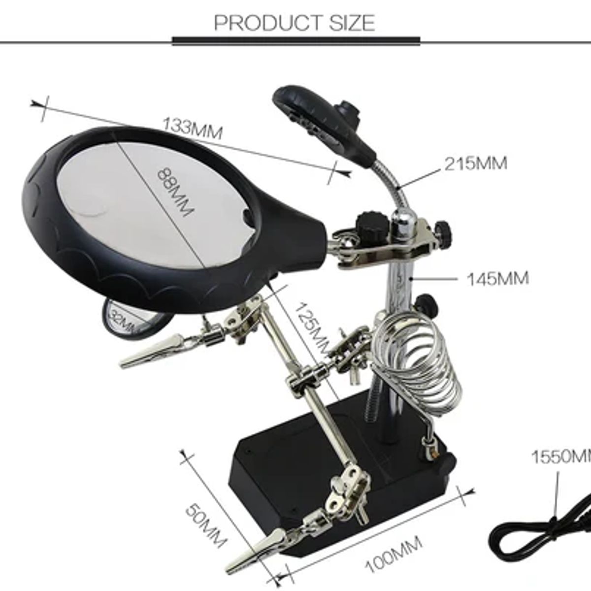 GENERICO - Soporte para Cautin con Lupa Luz Led y Pinzas  EDI-16129C