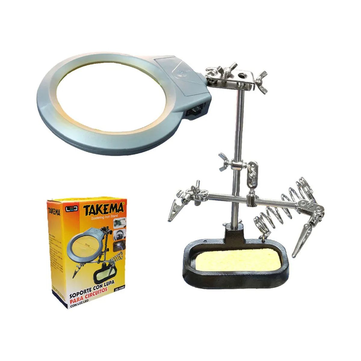 TAKEMA - Soporte Para Cautin con Lupa 2 luz led y sujetador ZD-10MB Takema
