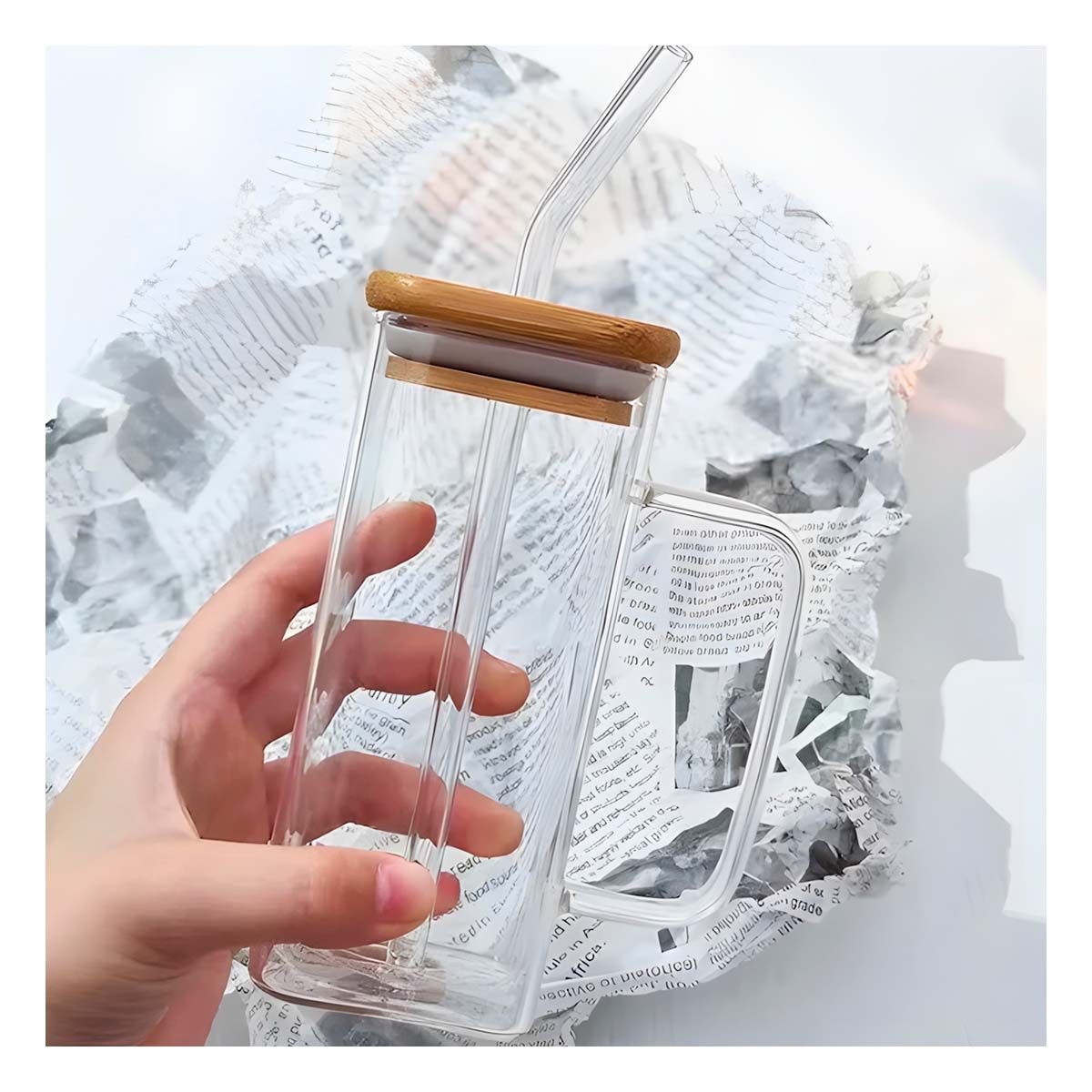 GENERICO - Pack6 Vasija de Vidrio Funcional con Asa 350ml