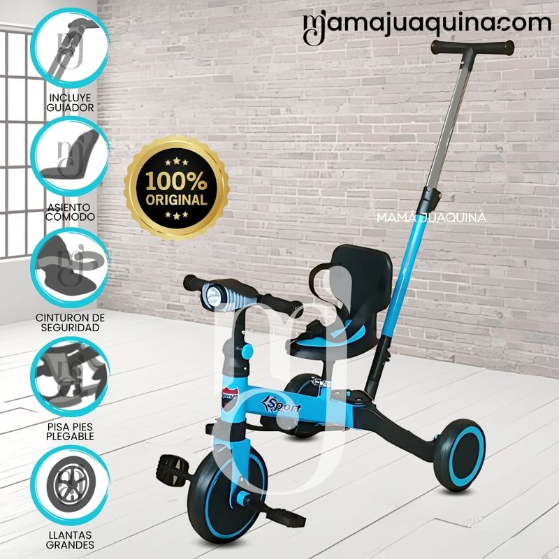 BABY - Triciclo Guiador para Niños «NODIN» de Lujo Blue