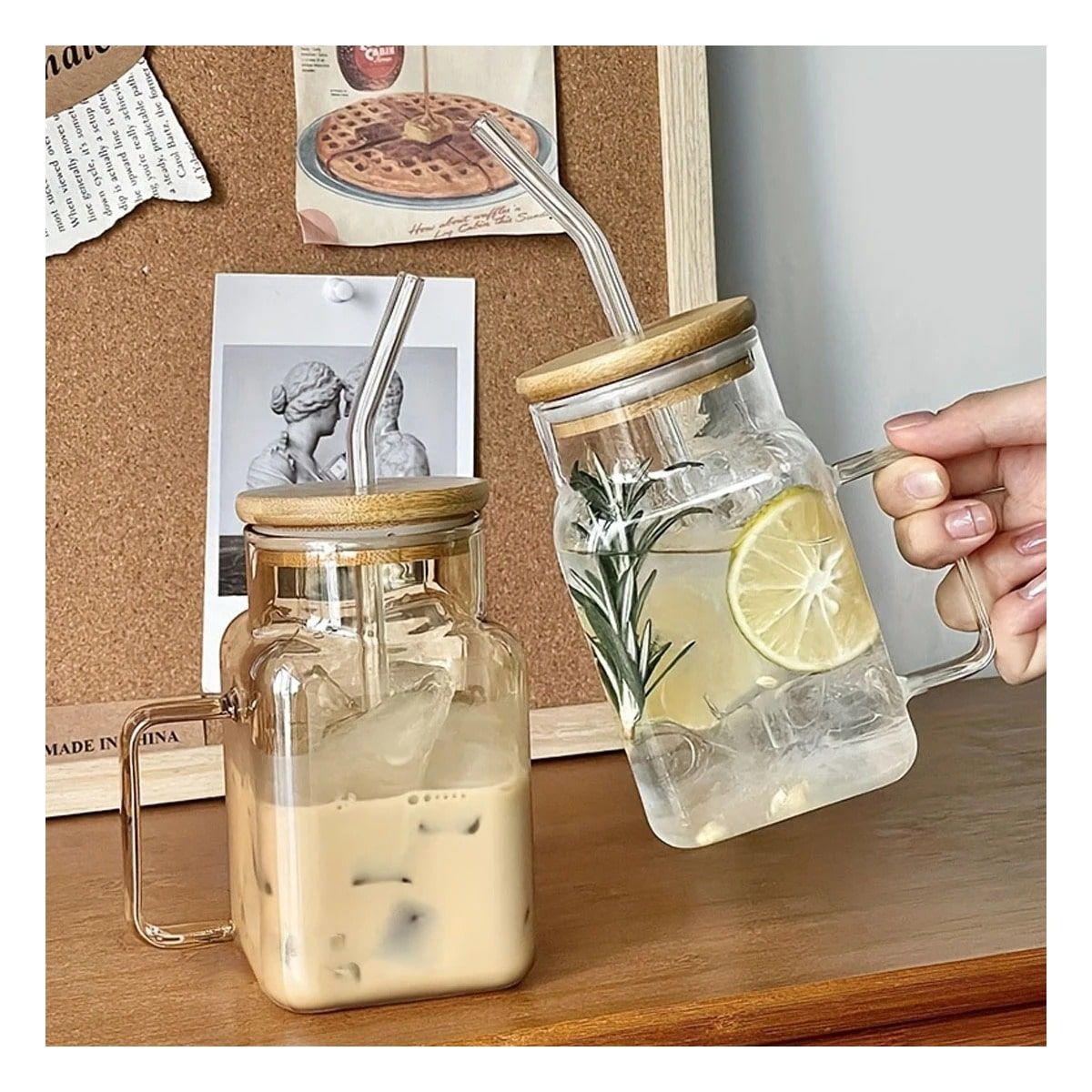 GENERICO - Pack6 Vasija de Vidrio Funcional con Asa 500ml