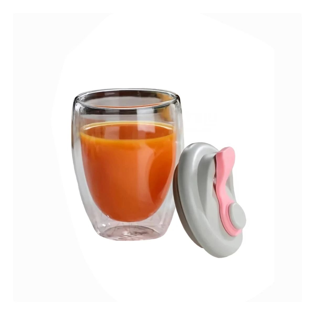 GENERICO - Vaso Doble Moderno Con Tapa 350ml Rosado Y+Regalo Agendita