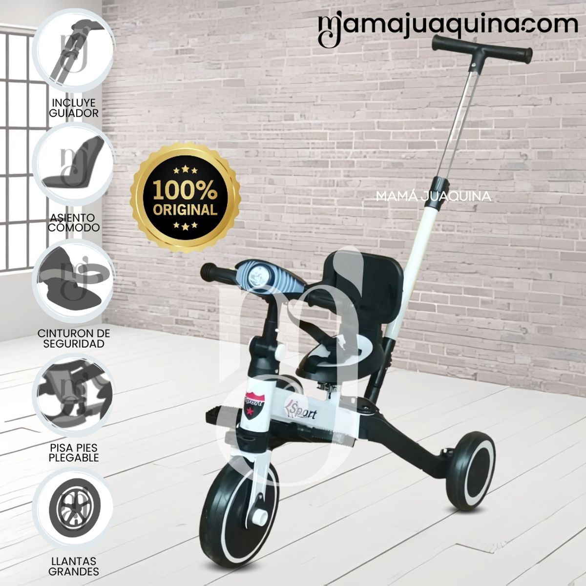 BABY - Triciclo Guiador para Niños «NODIN» de Lujo White