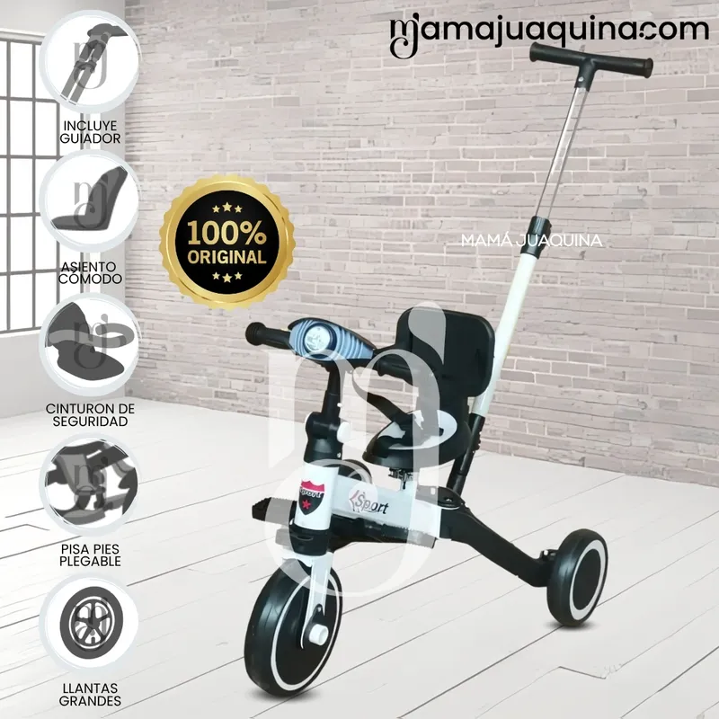 BABY - Triciclo Guiador para Niños «NODIN» de Lujo White