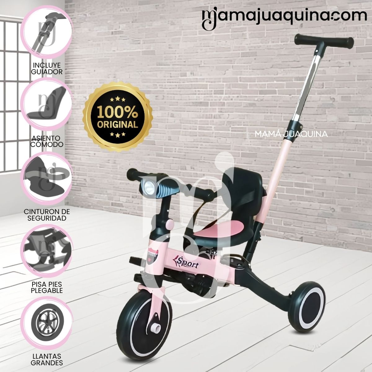 BABY - Triciclo Guiador para Niños «NODIN» de Lujo Pink