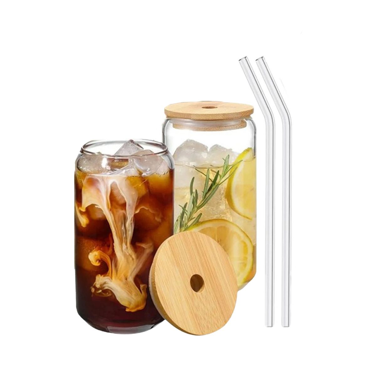 GENERICO - Pack2 Vaso de Vidrio de 500ml con Sorbete de Estilo Recto