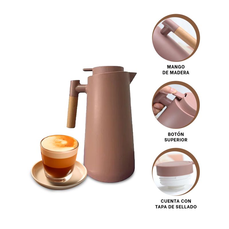 GENERICO - Pack2 Botella para Cafe de 1L en Marron Y+Ligas de Regalo