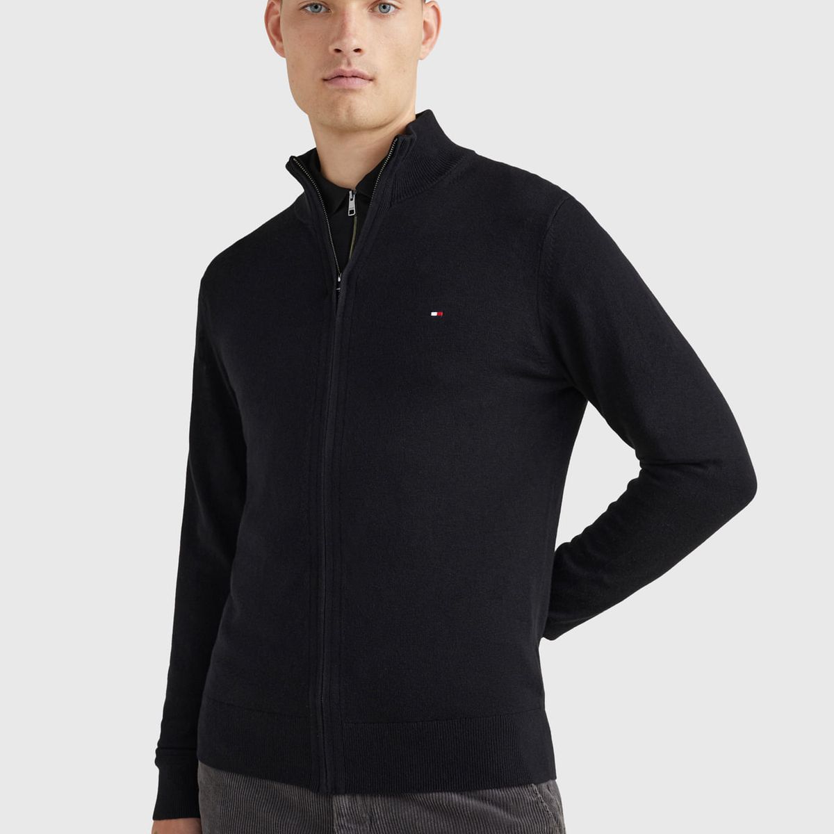 TOMMY HILFIGER - SWEATER PIMA ORG CTN CASHMERE ZIP THRU