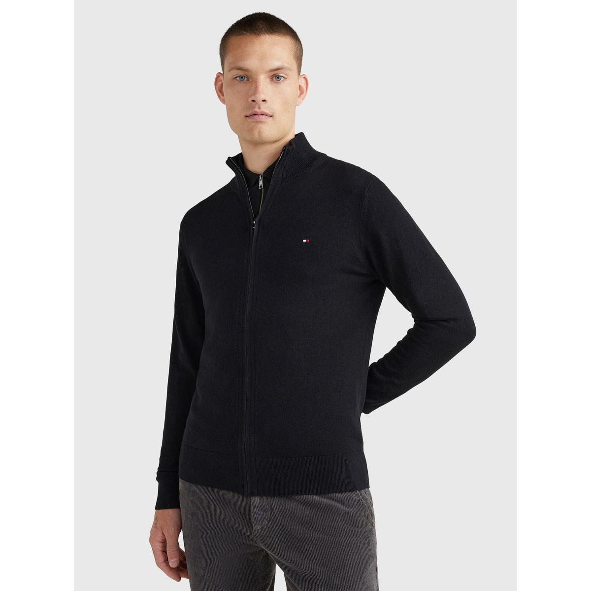 TOMMY HILFIGER - SWEATER PIMA ORG CTN CASHMERE ZIP THRU