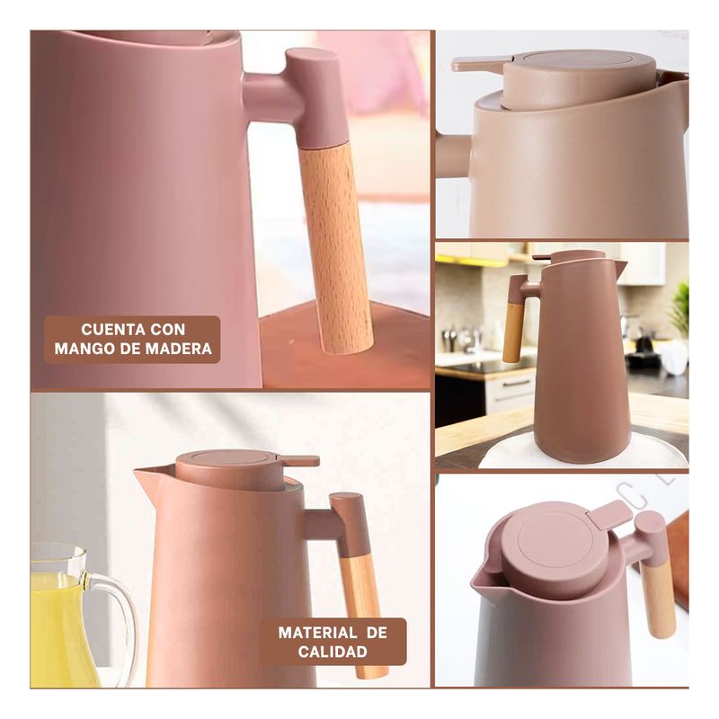 GENERICO - Pack6 Jarra Termica de 1L con Asa Marron Y+Regalo Agendita