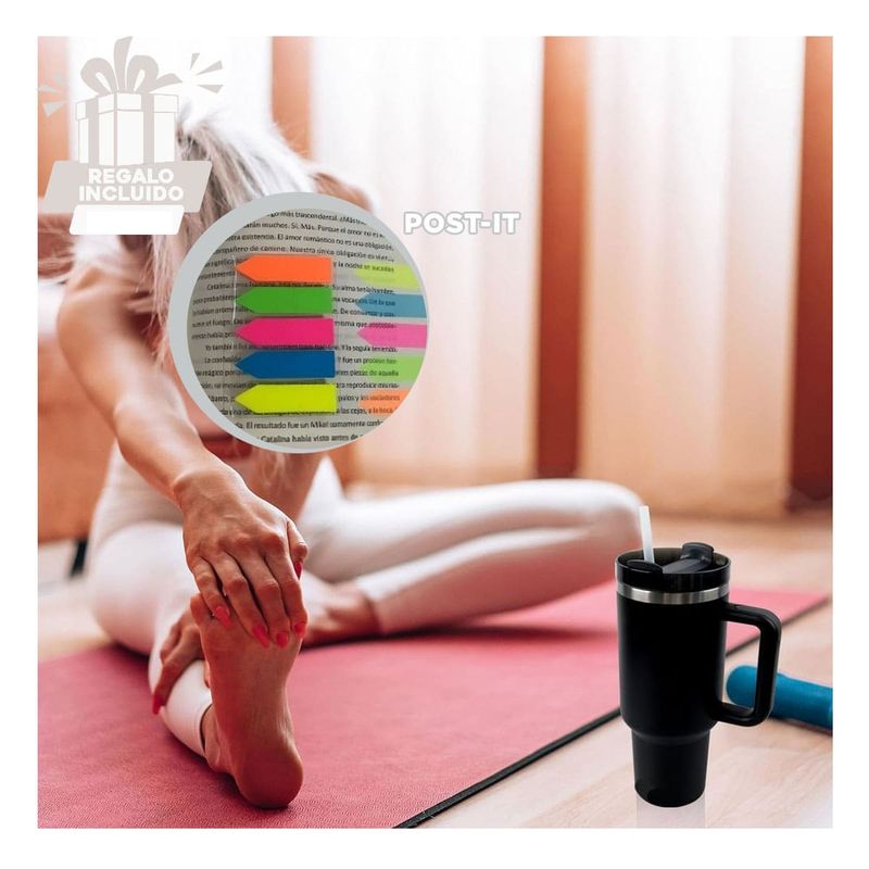 GENERICO - Pack6 Vaso de Bebida con Tapa Negro Y+Banderitas Adhesivas