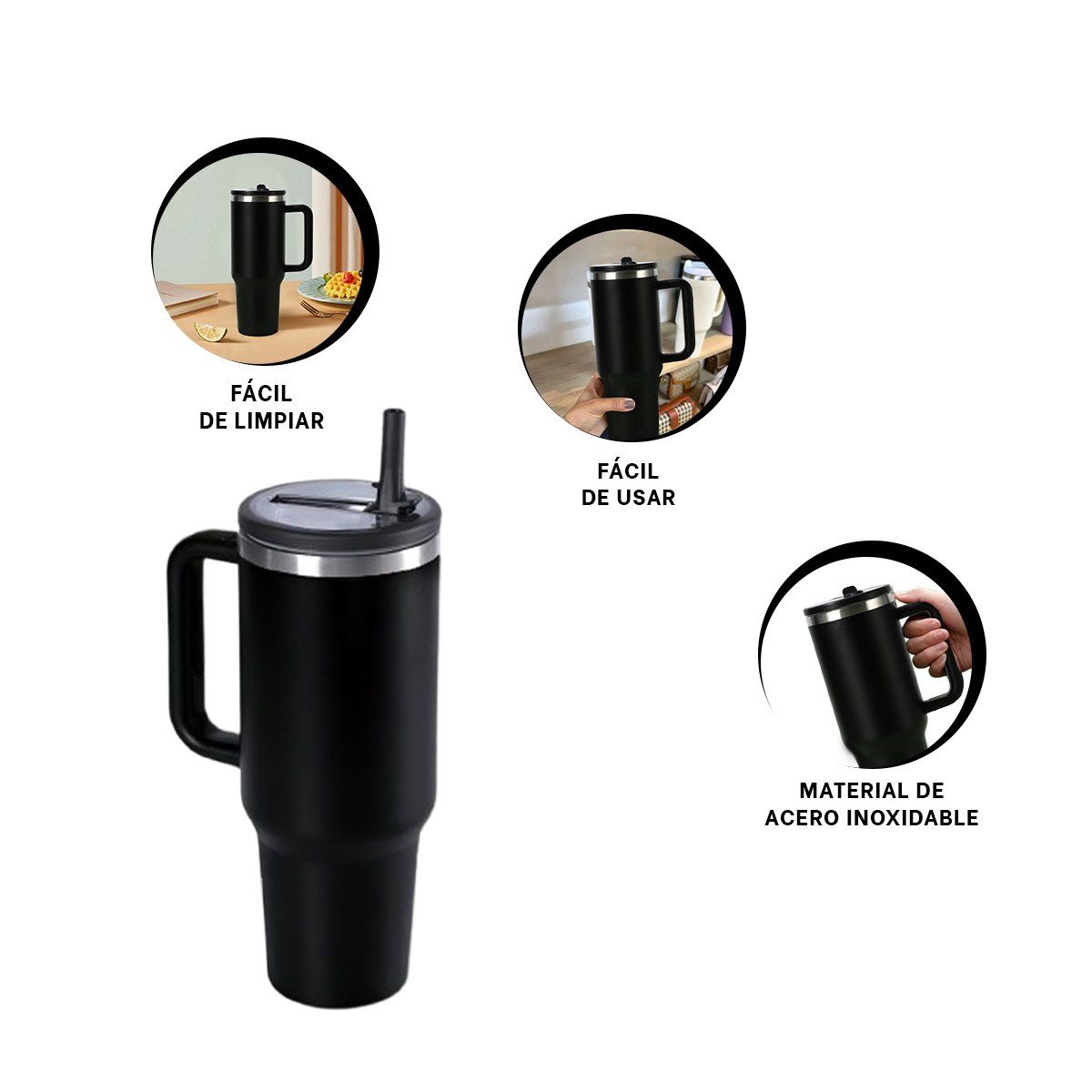 RYBIU IMPORT - Pack2 Vaso con Pico Incorporado para Bebidas Negro