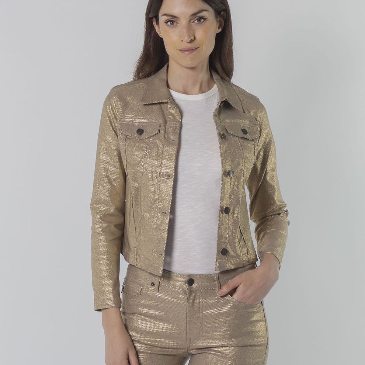 TOMMY HILFIGER - CASACA FOIL CROPPED TRUCKER