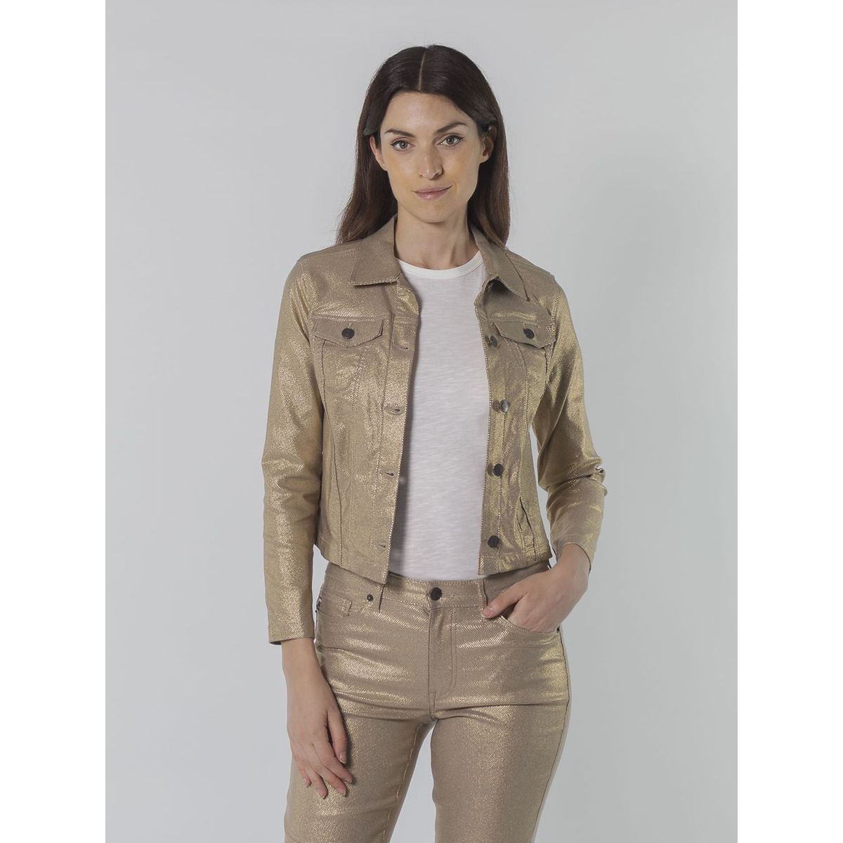 TOMMY HILFIGER - CASACA FOIL CROPPED TRUCKER