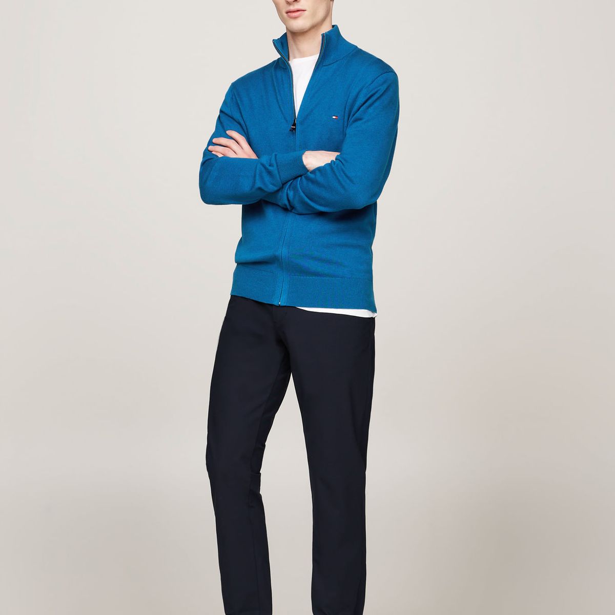 TOMMY HILFIGER - SWEATER PIMA ORG CTN CASHMERE ZIP THRU