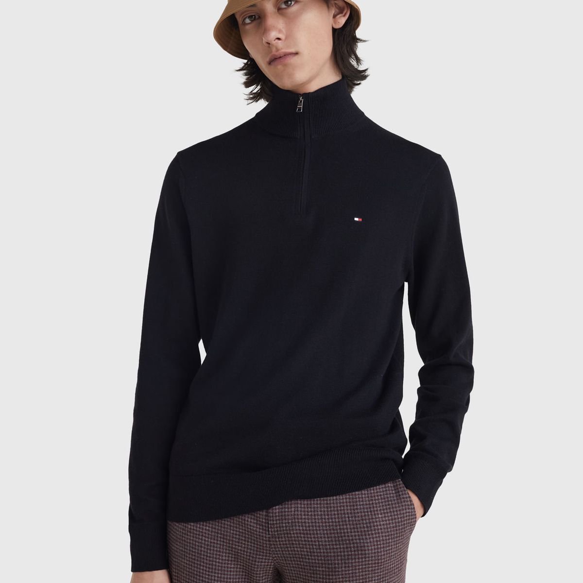 TOMMY HILFIGER - SWEATER PIMA ORG CTN CASHMERE ZIP MOCK