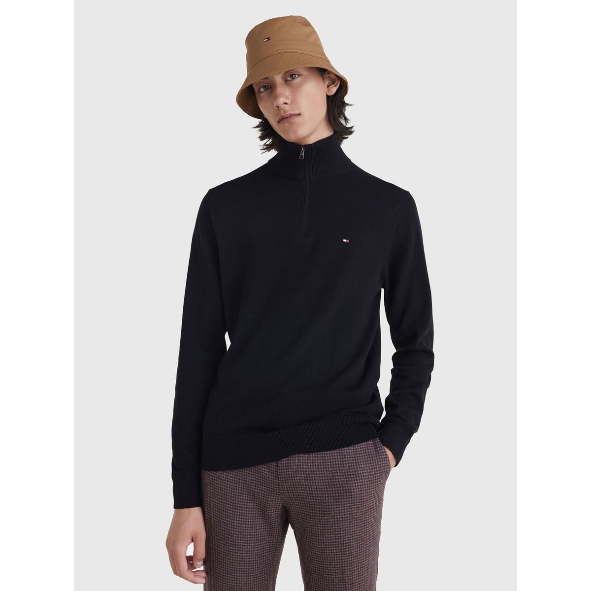TOMMY HILFIGER - SWEATER PIMA ORG CTN CASHMERE ZIP MOCK