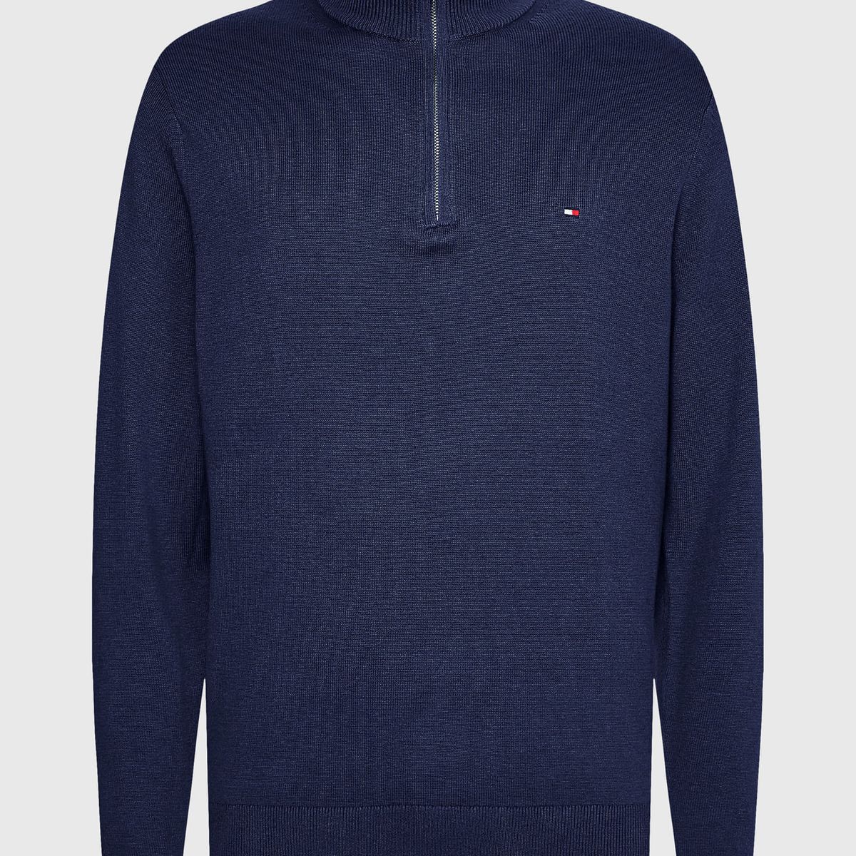 TOMMY HILFIGER - SWEATER PIMA ORG CTN CASHMERE ZIP MOCK