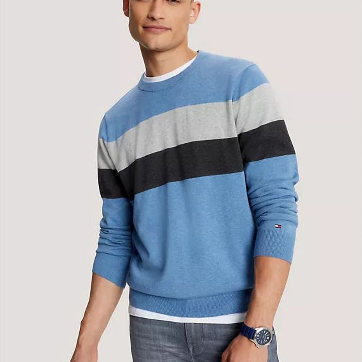 TOMMY HILFIGER - SWEATER M STRIPE CREW NECK