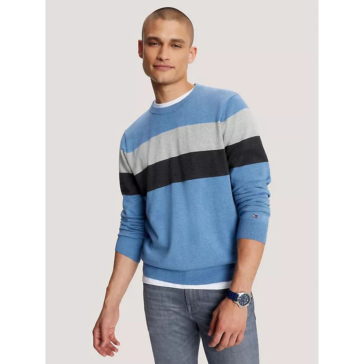 TOMMY HILFIGER - SWEATER M STRIPE CREW NECK