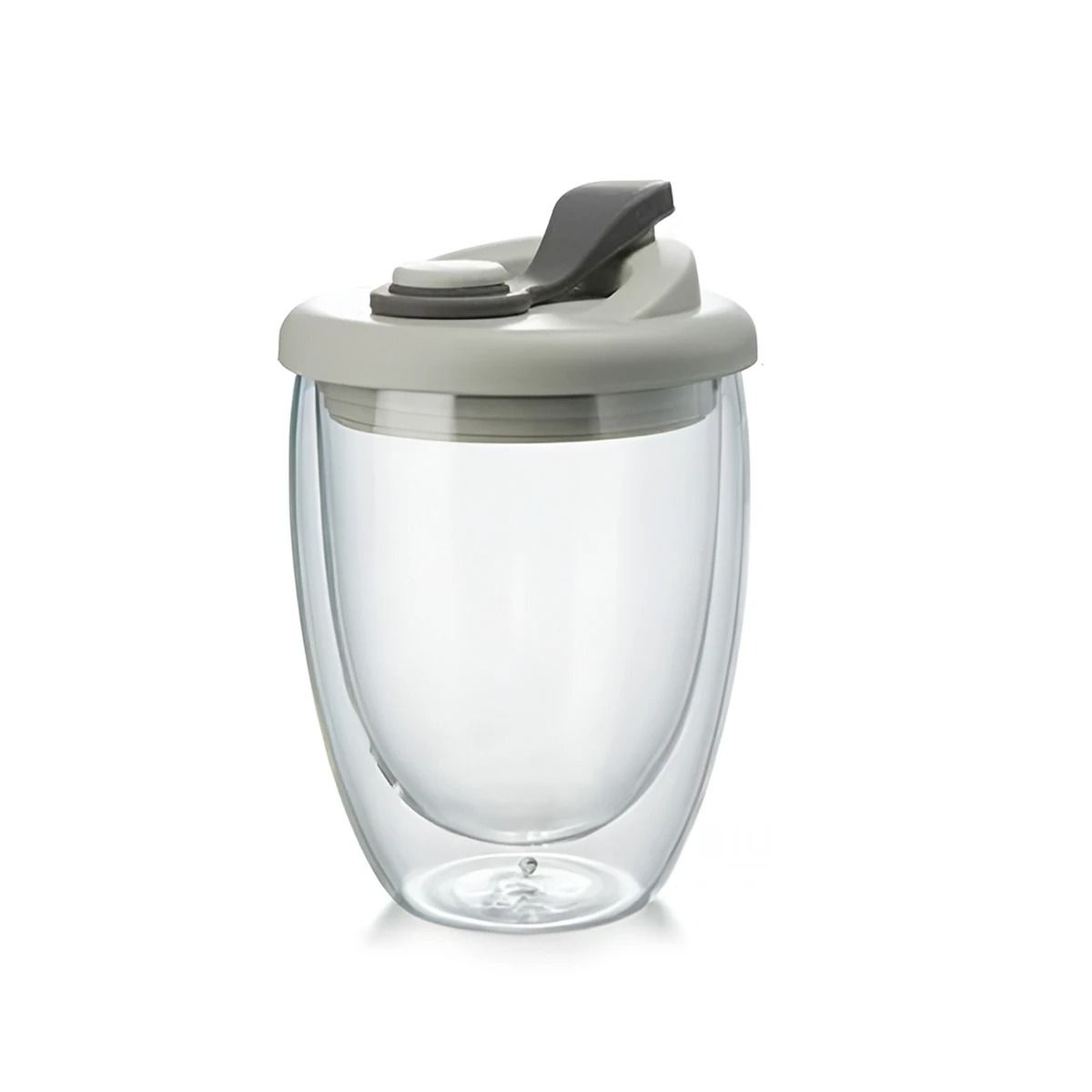 GENERICO - Vaso de Vidrio Doble para Bebidas Tapa 350ml Plomo