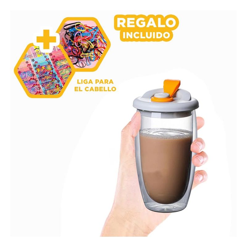 GENERICO - Envase de Bebida Caliente 450ml Naranja Y+Ligas de Regalo