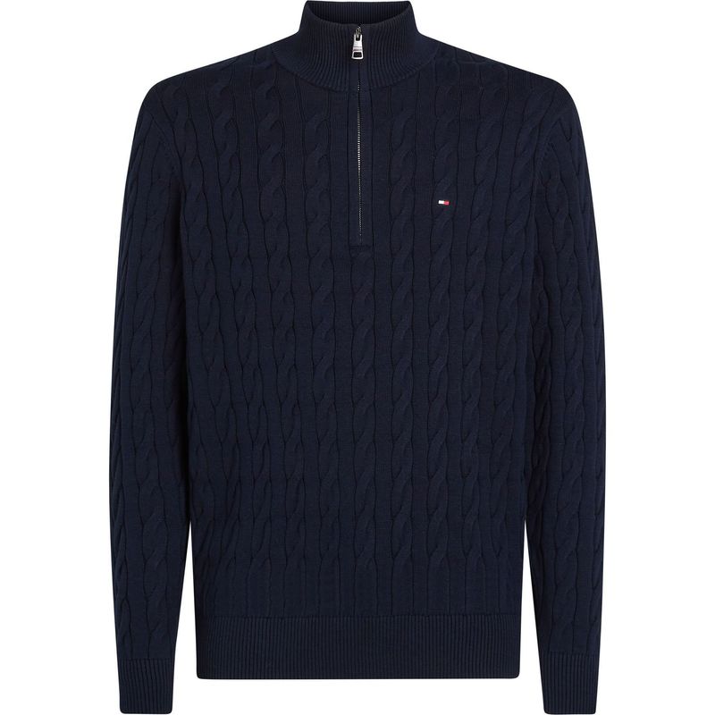 TOMMY HILFIGER - SWEATER CLASSIC COTTON CABLE ZIP MOCK