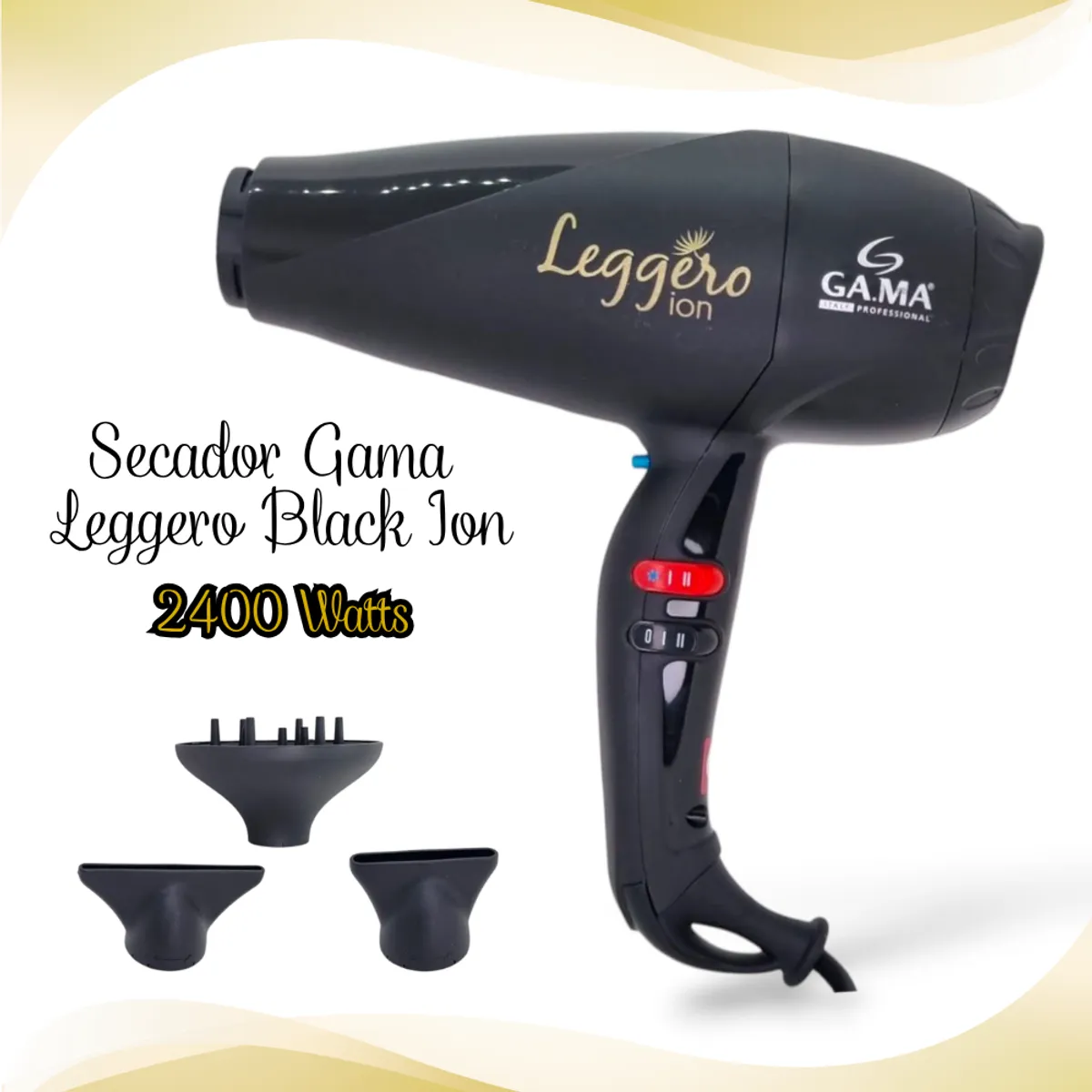 GAMA - Secadora de Cabello Gama Leggero Black Ion 2400watts