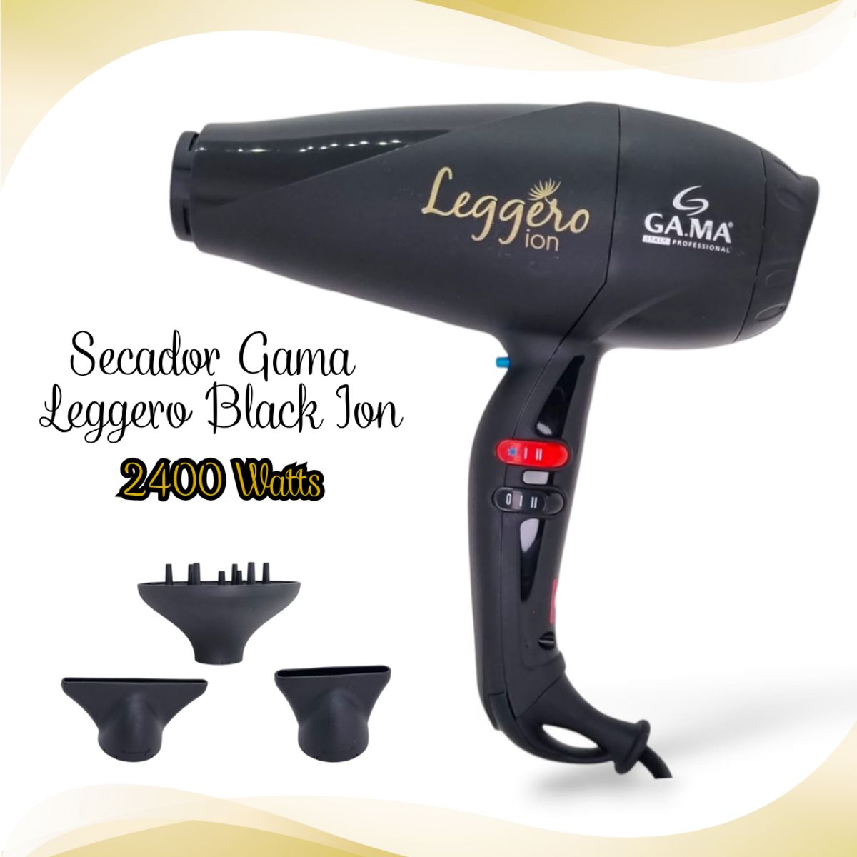 GAMA - Secadora de Cabello Gama Leggero Black Ion 2400watts