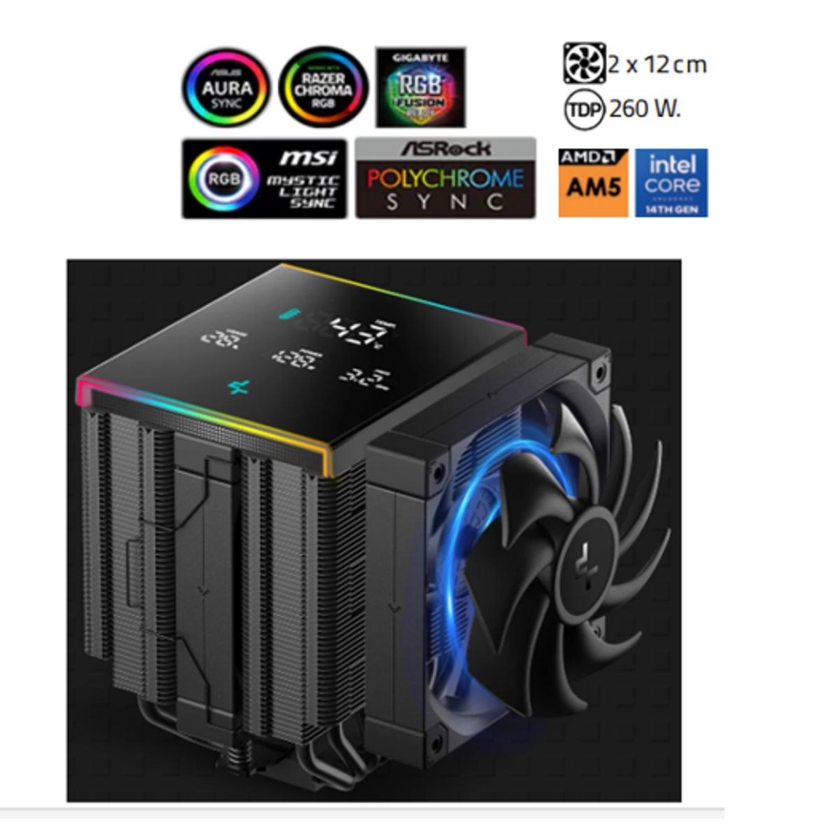 DEEPCOOL - Disipador Por Aire AK620 DIGITAL PRO 2 x 12 cm. 260 W DEEPCOOL