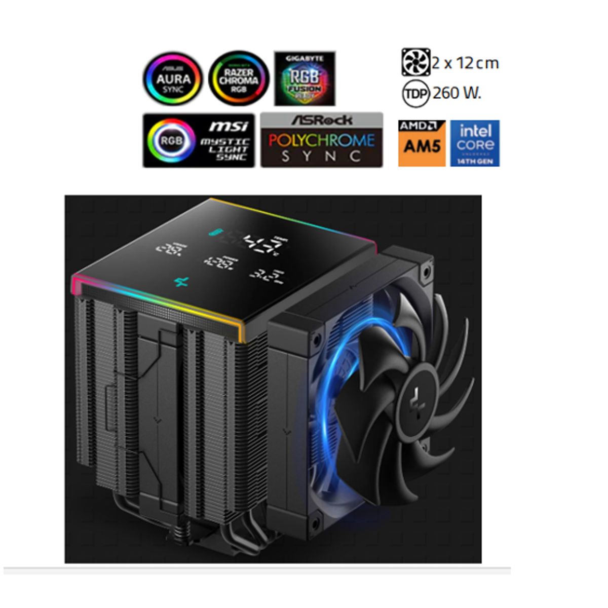 DEEPCOOL - Disipador Por Aire AK620 DIGITAL PRO 2 x 12 cm. 260 W DEEPCOOL