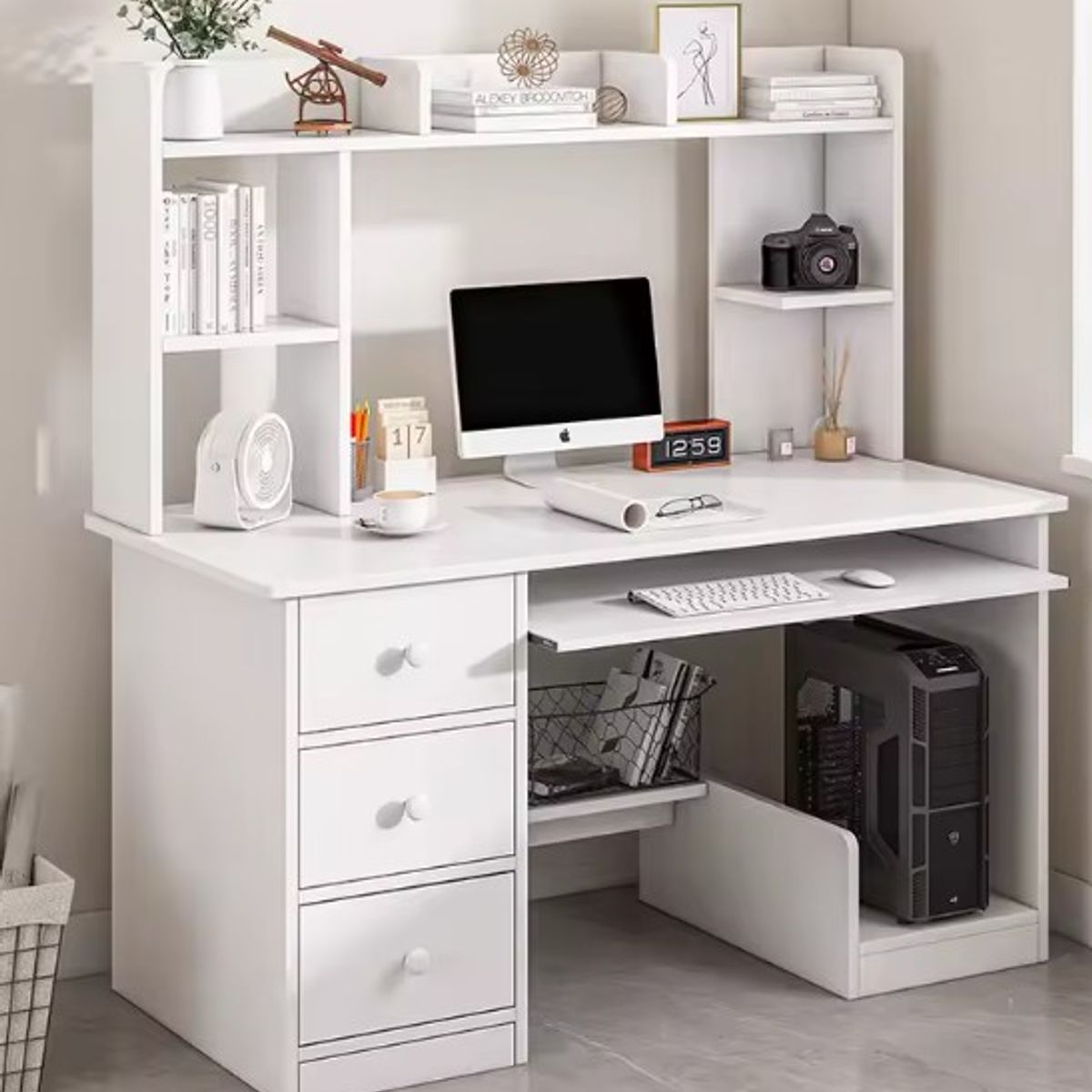 STARHOME - Escritorio Moderno con Biblioteca Contour Blanco
