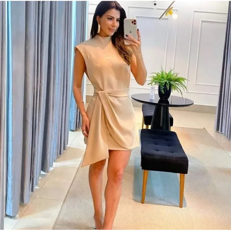 GENERICO - Vestido corto Samantha Beige