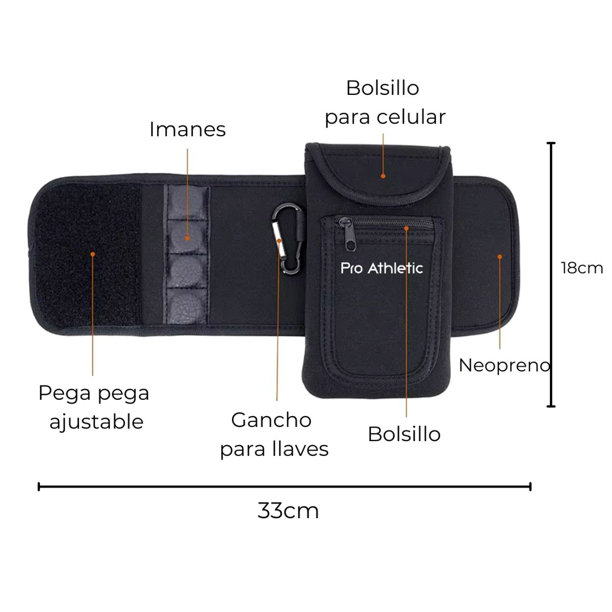 PRO ATHLETIC - PORTA BOTELLA Y CELULAR MAGNETICO PARA GIMNASIO