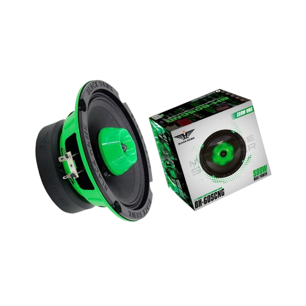 BLACK HAWK - Parlante Medio Rango con Tweeter Incluido y luz led 6 Pulgadas 500W