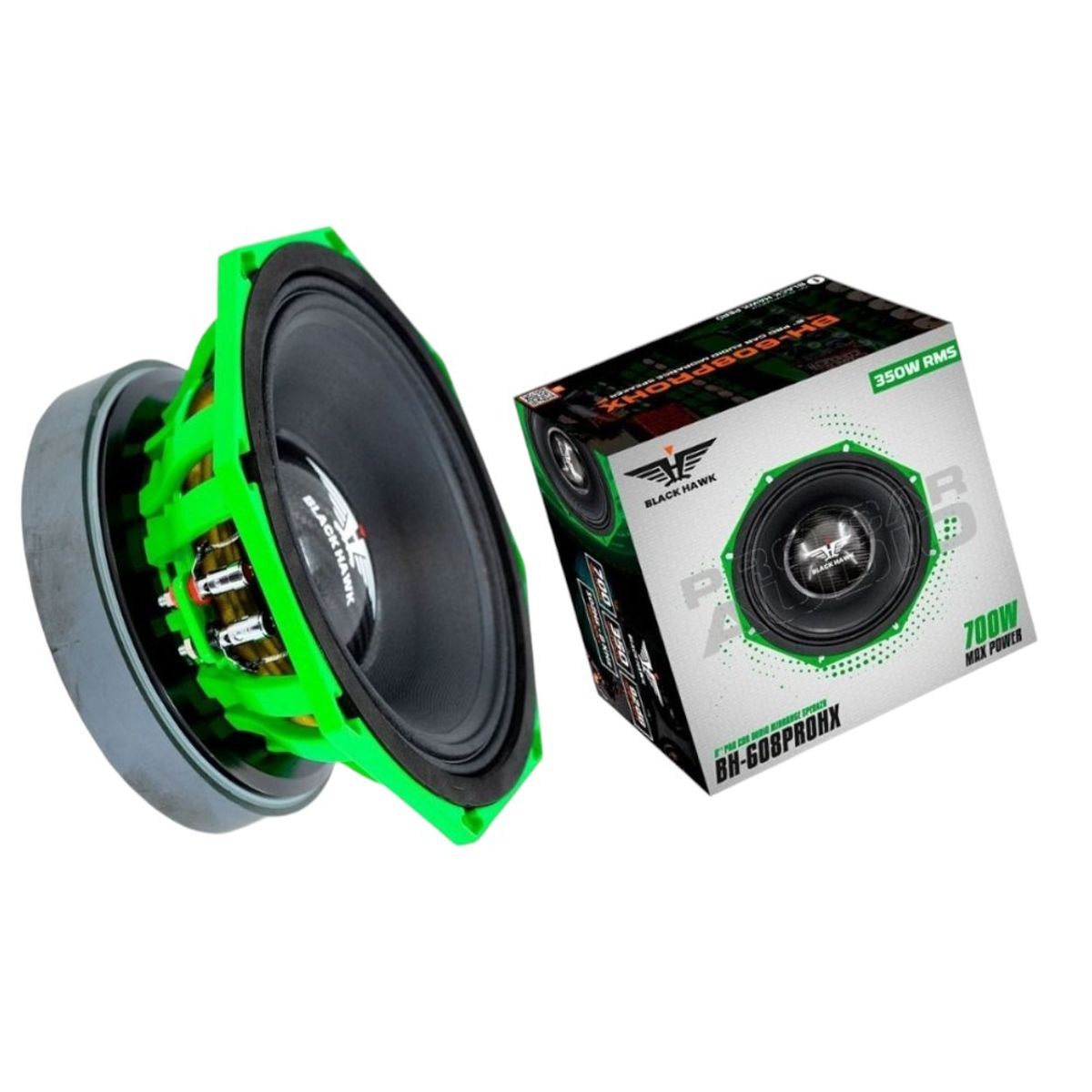 BLACK HAWK - Medio Mid Bass de Competencia Octagonal 8 Pulgadas 700W BLACK HAWK