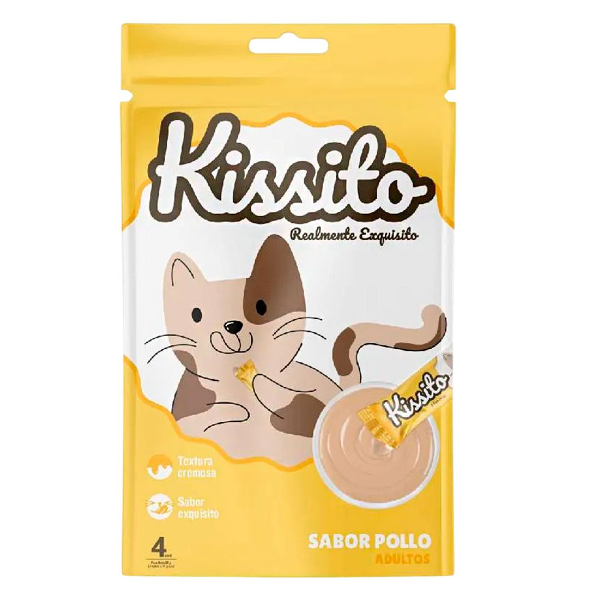 MARCA - Snack Cremoso para Gato Kissito Pollo 6 sobres x 4 tubos