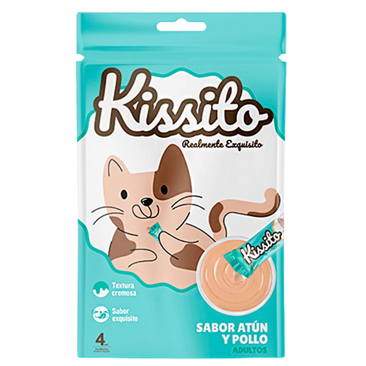 MARCA - Snack Cremoso Gato Kissito Atún y Pollo 6 sobres x 4 tubos