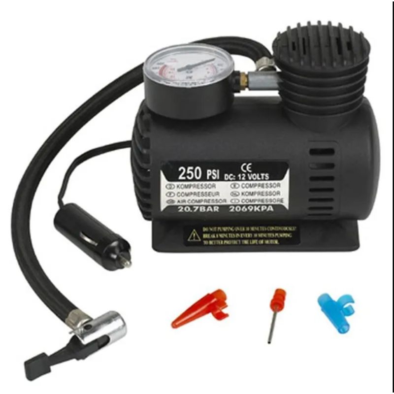 GENERICO - Mini Compresor Inflador Llantas Neumaticos 12V 250PSI