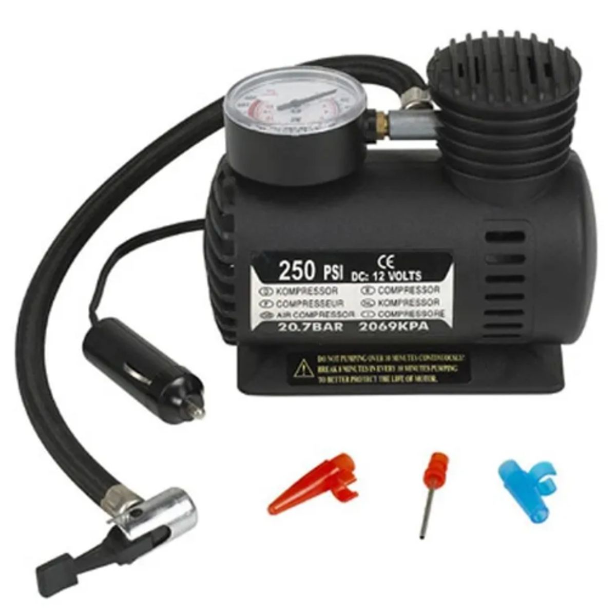 GENERICO - Mini Compresor Inflador Llantas Neumaticos 12V 250PSI